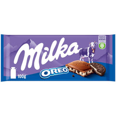 Milka Oreo – Chocolate con leche alpino relleno de crujientes trozos de galletas Oreo y suave crema de vainilla – 100g