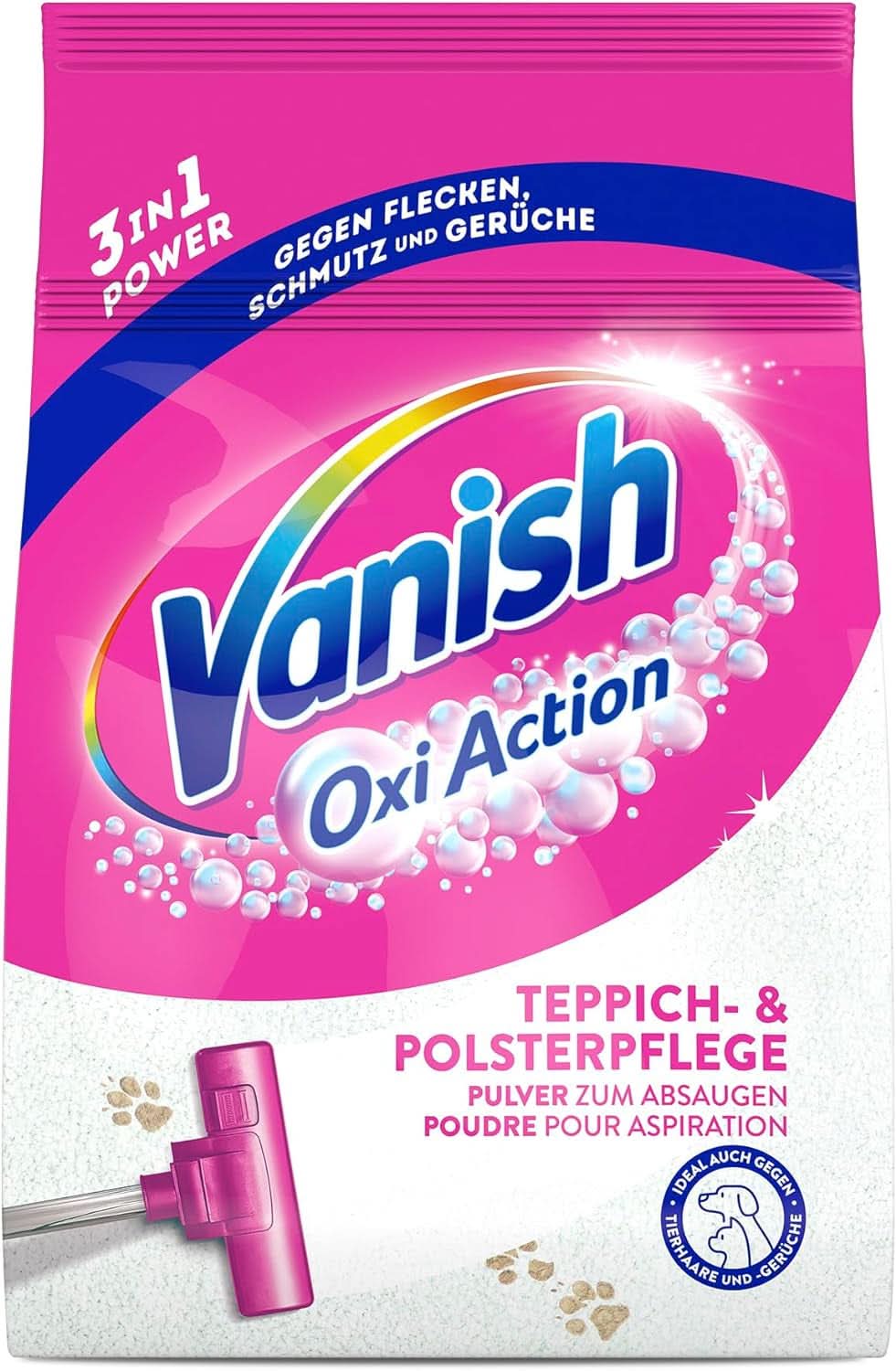 Polvo limpiador de alfombras y tapizados Vanish Oxi Action - 1 X 820 G - Limpia grandes áreas de alfombras y tapizados contra la suciedad, el olor y el polvo Detergentes para ropa Naty Shop
