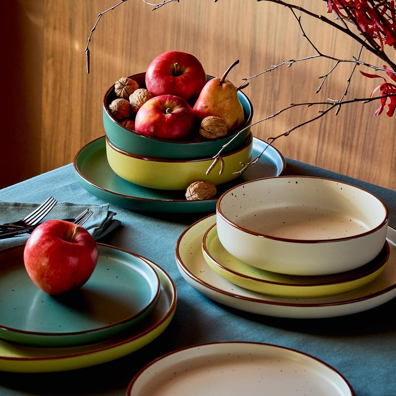 Ardenne, Geschirrset 18 Teile für 6 Personen, Porzellan, multicolor