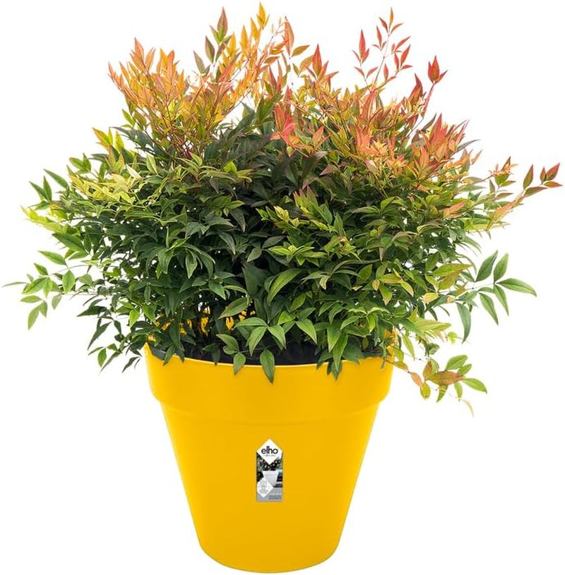 elho Loft Urban Round 40 - Ghiveci de flori pentru exterior - Plastic 100% reciclat - Ø 38,5 x H 35,3 cm - Galben/Ocru