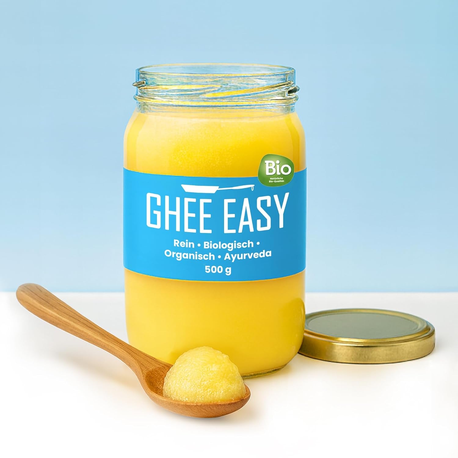 Ghee Easy 850g Ghee Bio von Grasgefütterten Kühen - Ghee Butter sin Zusatzstoffe - Zertifiziert Organisch & Biologisch - Hochreines Ayurveda Ghee sin lactosa y gluten - 100% europeo