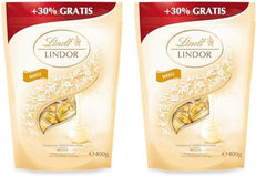 Bolas de chocolate blanco Lindor | 400 g aprox. 30 bolitas de chocolate blanco con relleno que se deshace en la boca | Regalo de chocolate | Regalo de chocolate (paquete de 2)
