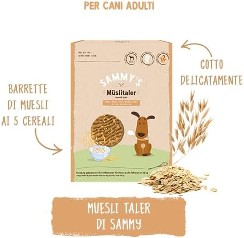 Monedas de muesli de Sammy | Snacks crujientes al horno para perros | Monedas de muesli de 5 cereales para tu amigo peludo grande (más de 30 kg) | 1 kilogramo