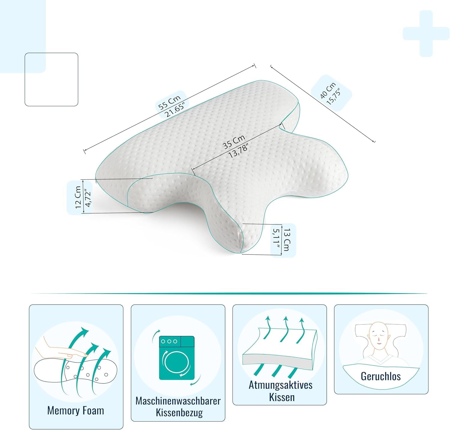 Pernă CPAP din spumă cu memorie, pentru cei care dorm lateral și cei care dorm pe spate. Pernă pentru apnee în somn. Potrivit pentru toți utilizatorii de măști CPAP. Pernă pentru susținerea gâtului. Pernă pentru gât. Perne ortopedice cervicale Naty Shop