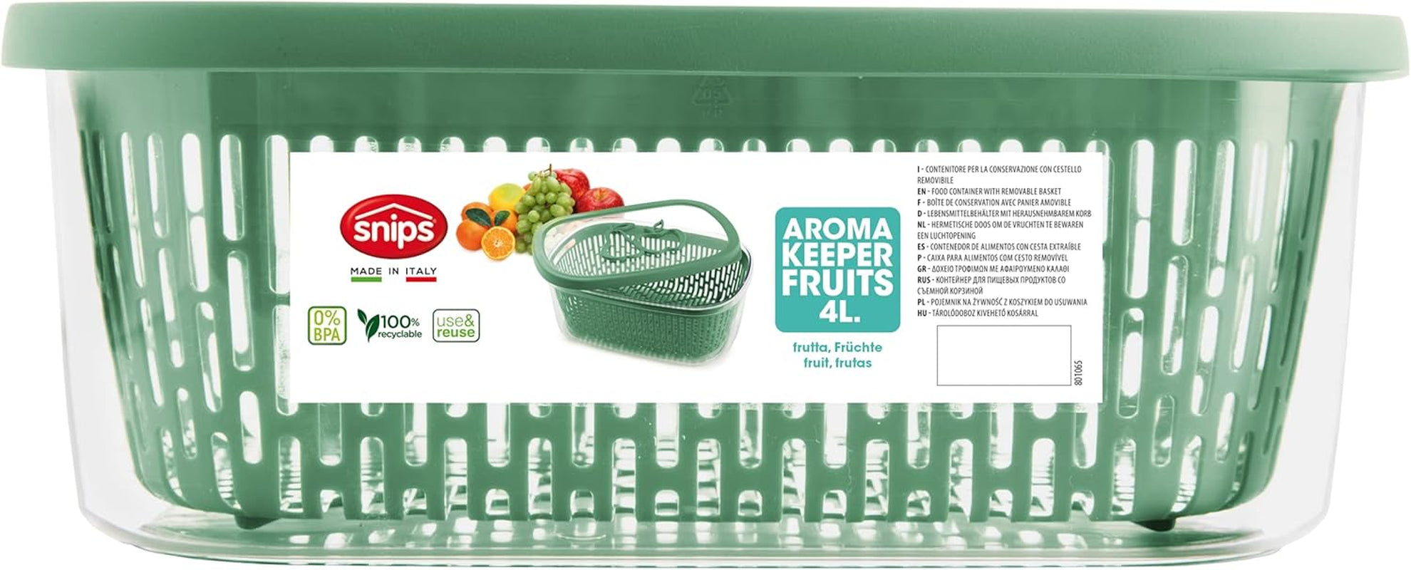 Fierăstrău pentru păstrarea aromei fructelor, plastic, verde, 4 LT - dreptunghiular Cutii depozitare alimente Naty Shop