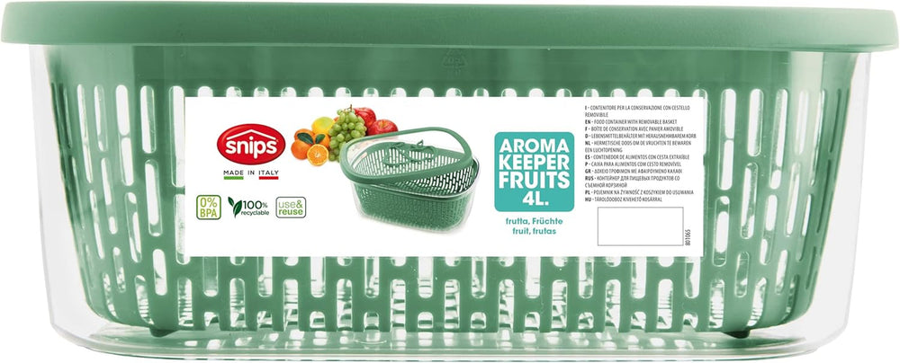 Fierăstrău pentru păstrarea aromei fructelor, plastic, verde, 4 LT - dreptunghiular Cutii depozitare alimente Naty Shop