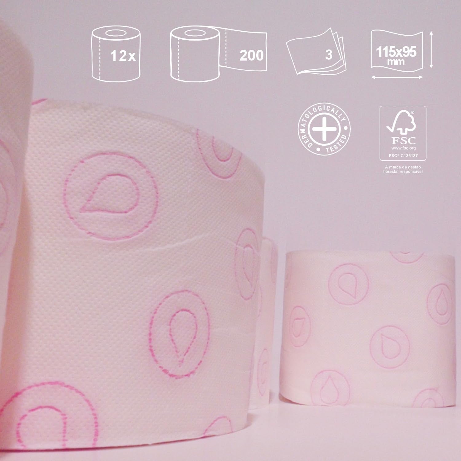 Renova - Hârtie igienică Skin Care Plus, Decorată, Parfumată - 12 role (Hârtie igienică)