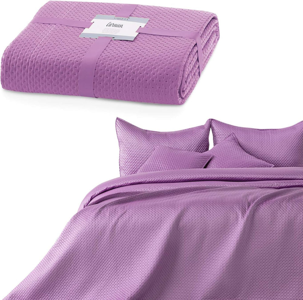 Ameliahome Colcha 200X220 Cm Colcha verde oscuro con dos lados en relieve Satén Mate Carmen Camas y Mantas Besuche den AmeliaHome-Store Carmen Lila 170X210 Cm