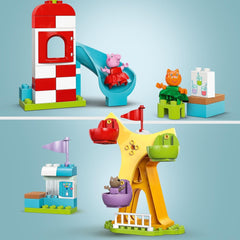 LEGO DUPLO Peppa Wutz Fairground - Juguetes infantiles y juguetes de motricidad para mayores de 2 años - Juegos preescolares con noria grande, tobogán y 3 figuras, incluidas Mollie Kitty y Klausi Kläff - Regalo para niños 10453 Juegos de construcción Besuche den LEGO-Store