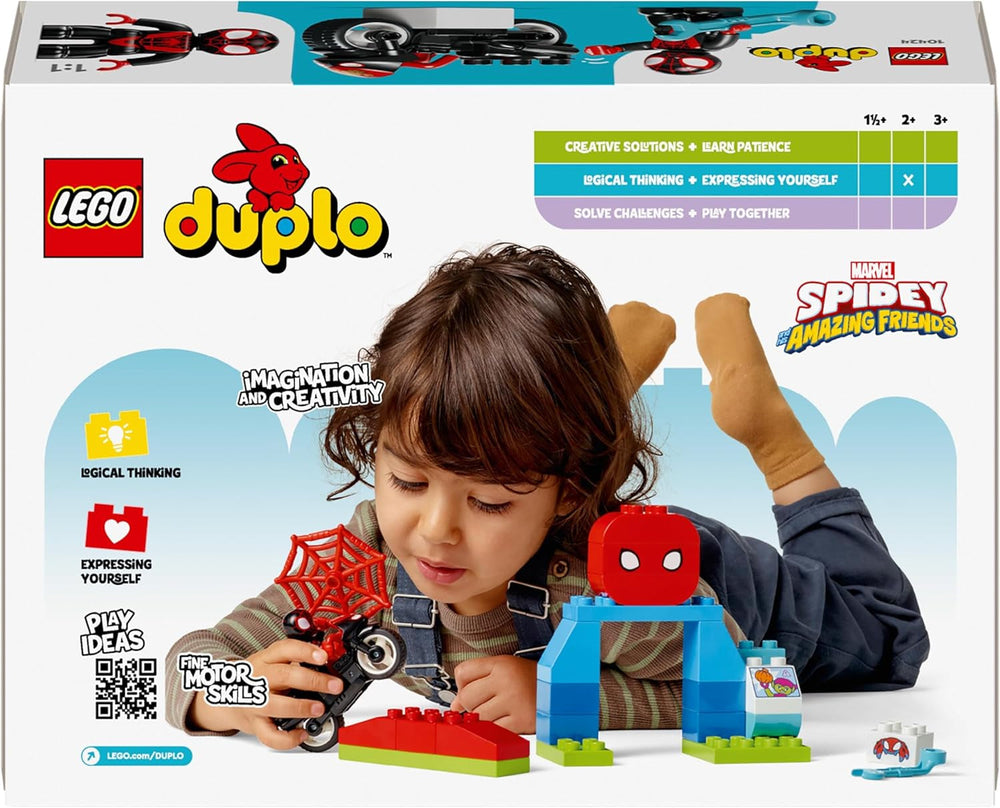 LEGO DUPLO Marvel Spins Motorcycle Adventure, set de juego de fantasía para la serie de televisión Spidey y sus súper amigos, juguete educativo para construir y reconstruir para niños a partir de 2 años 10424 Juegos de construcción Besuche den LEGO-Store