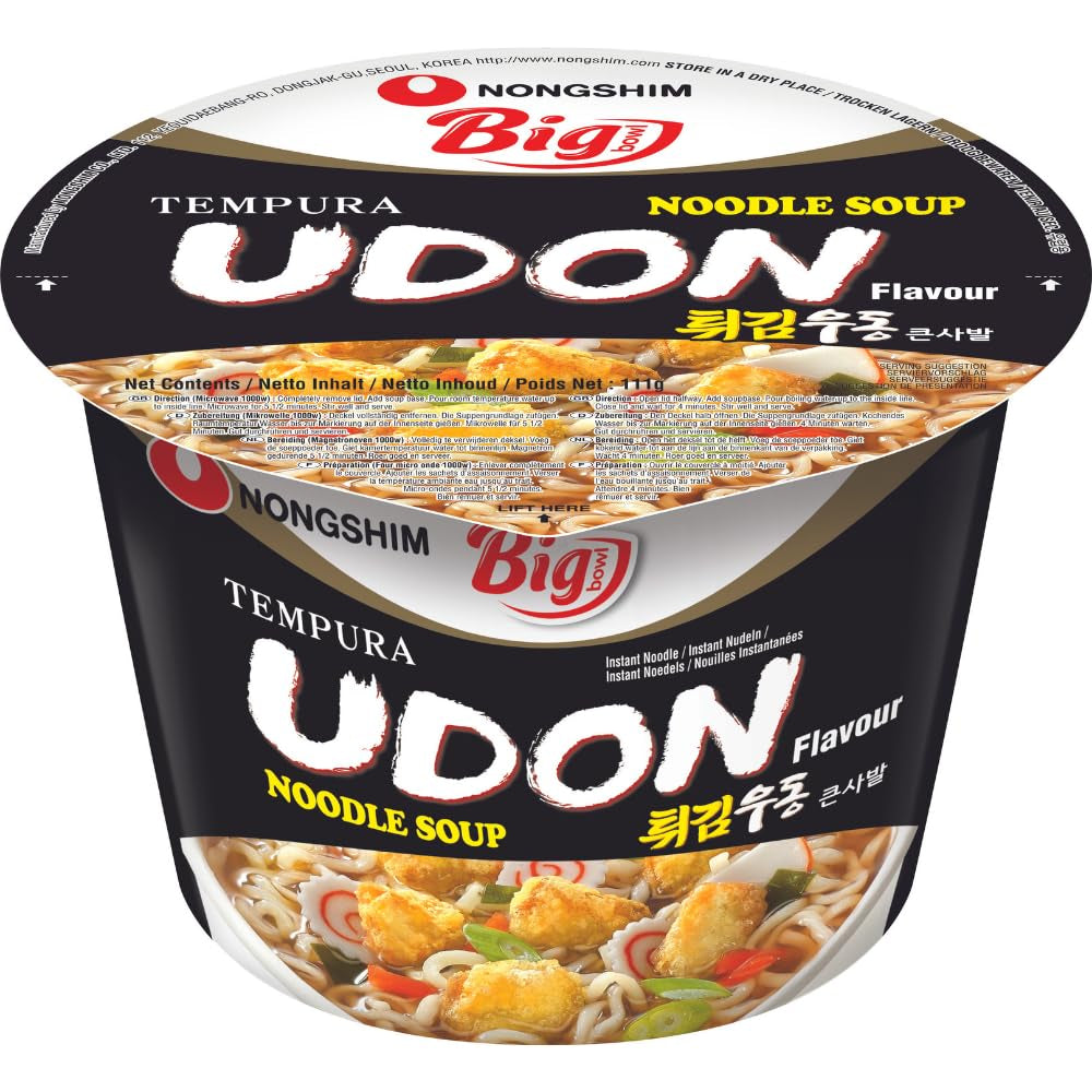 Instant Noodles Nong Shim Kimchi Ramyun Tazón grande - Sopa de ramen coreana - Preparación rápida - 1 paquete 112 g