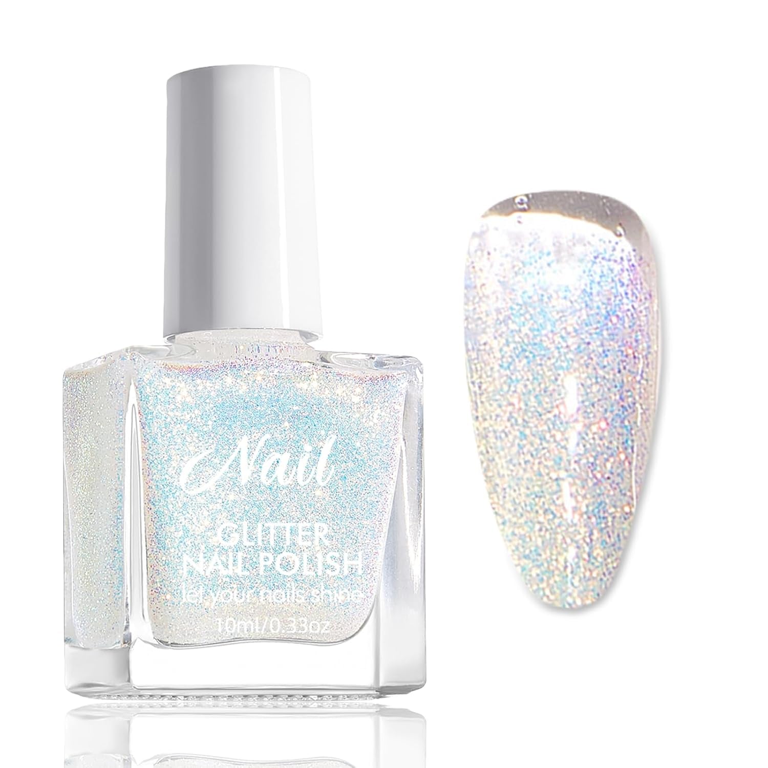 Esmalte de uñas con purpurina rosa – Esmalte de uñas a base de agua no tóxico para mujeres – Esmalte de uñas de secado rápido – Esmalte de uñas con purpurina reflectante para arte de uñas DIY en casa (rosa transparente, 0.3 fl oz)