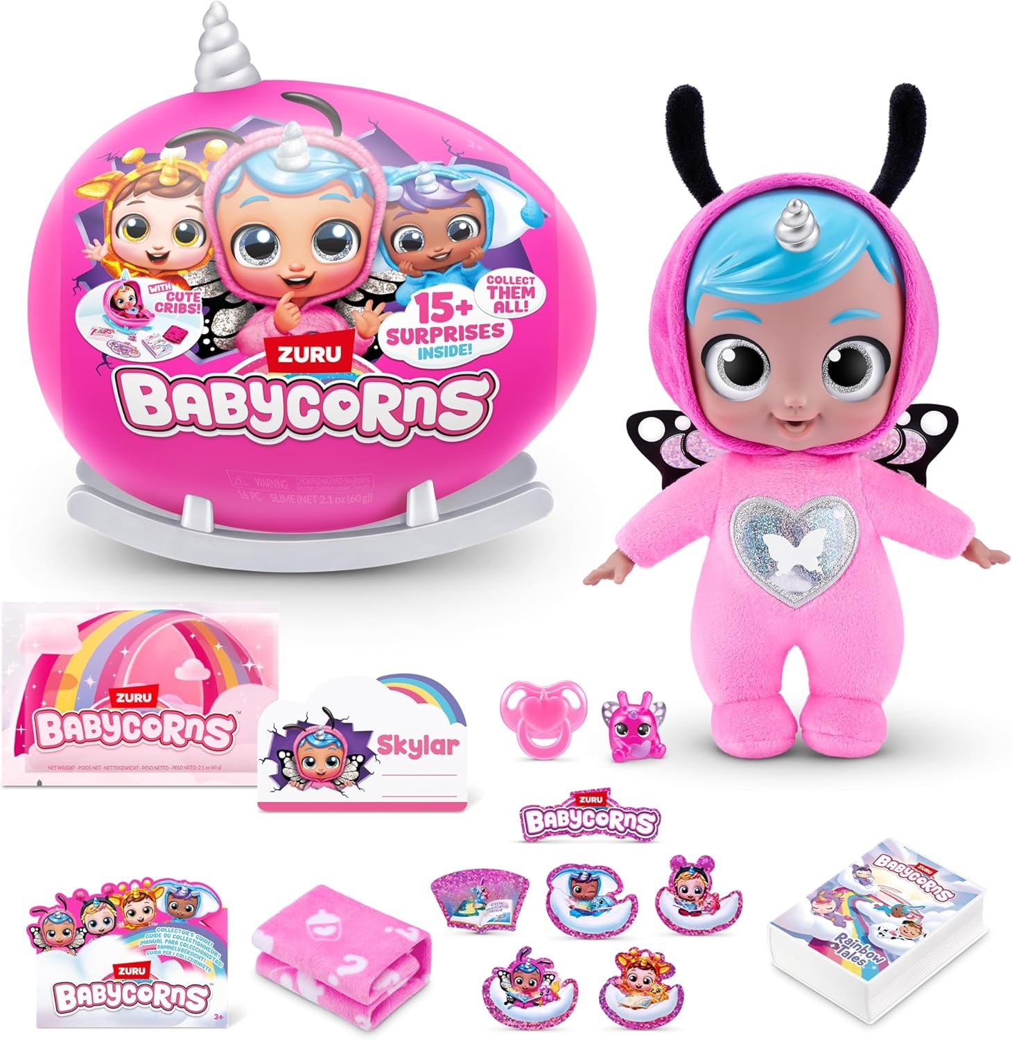 Păpuși magice Babycorns Seria 1 Mică (Skylar) de ZURU, Surpriză, Despachetare, Fetiță, Păpușă