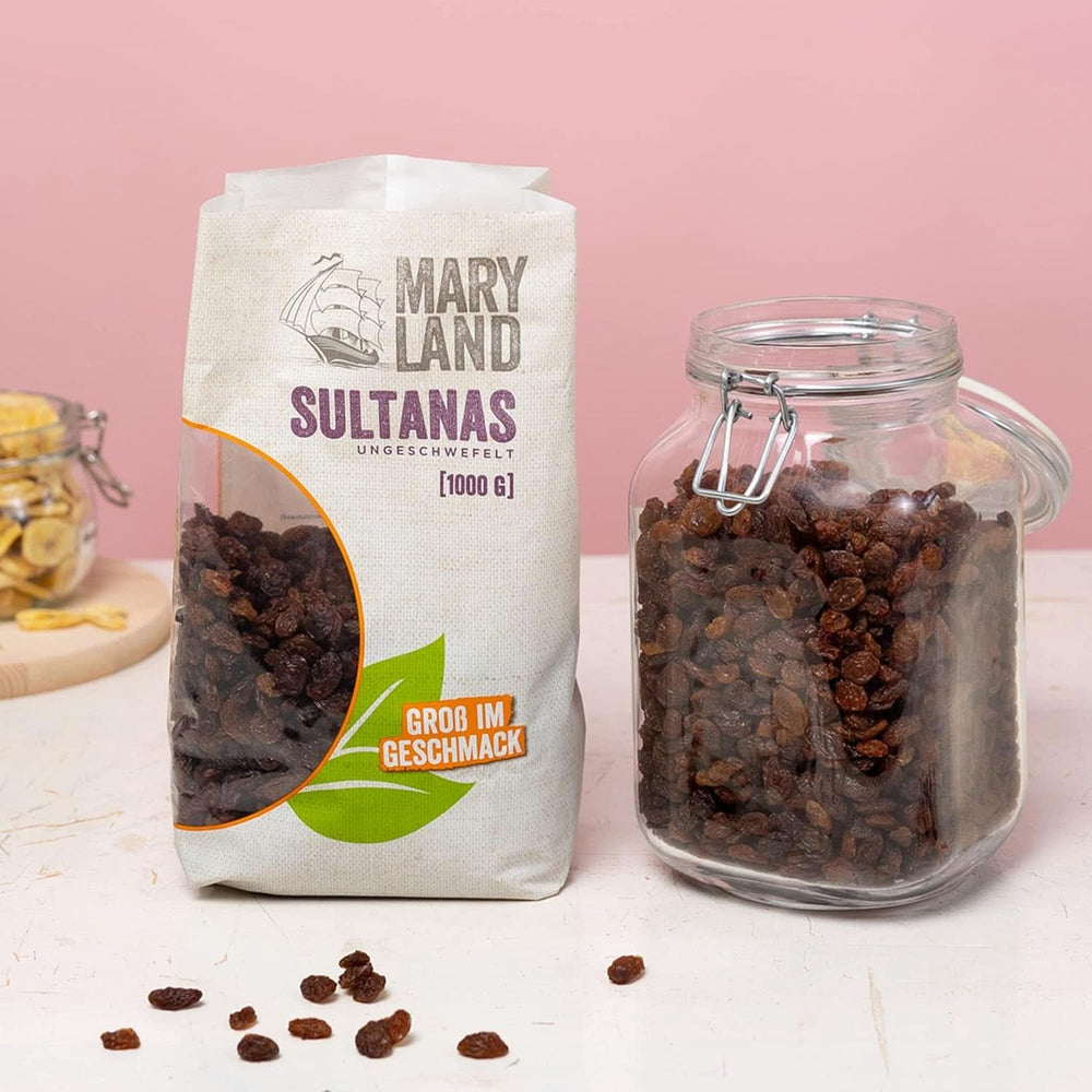 Maryland Sultanas, Pasas deshidratadas, naturalmente dulces, sin azúcares añadidos - sin conservantes, 1 Kg Productos deshidratados Naty Shop
