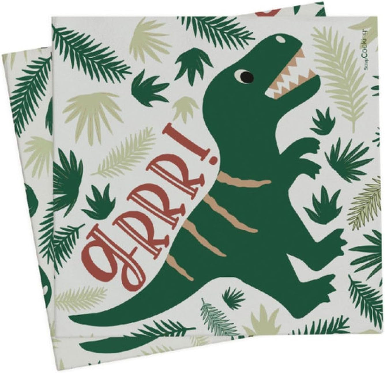 Scrapcooking - 20 șervețele Dino 33 X 33 Cm - Decorațiune aniversare dinozaur verde