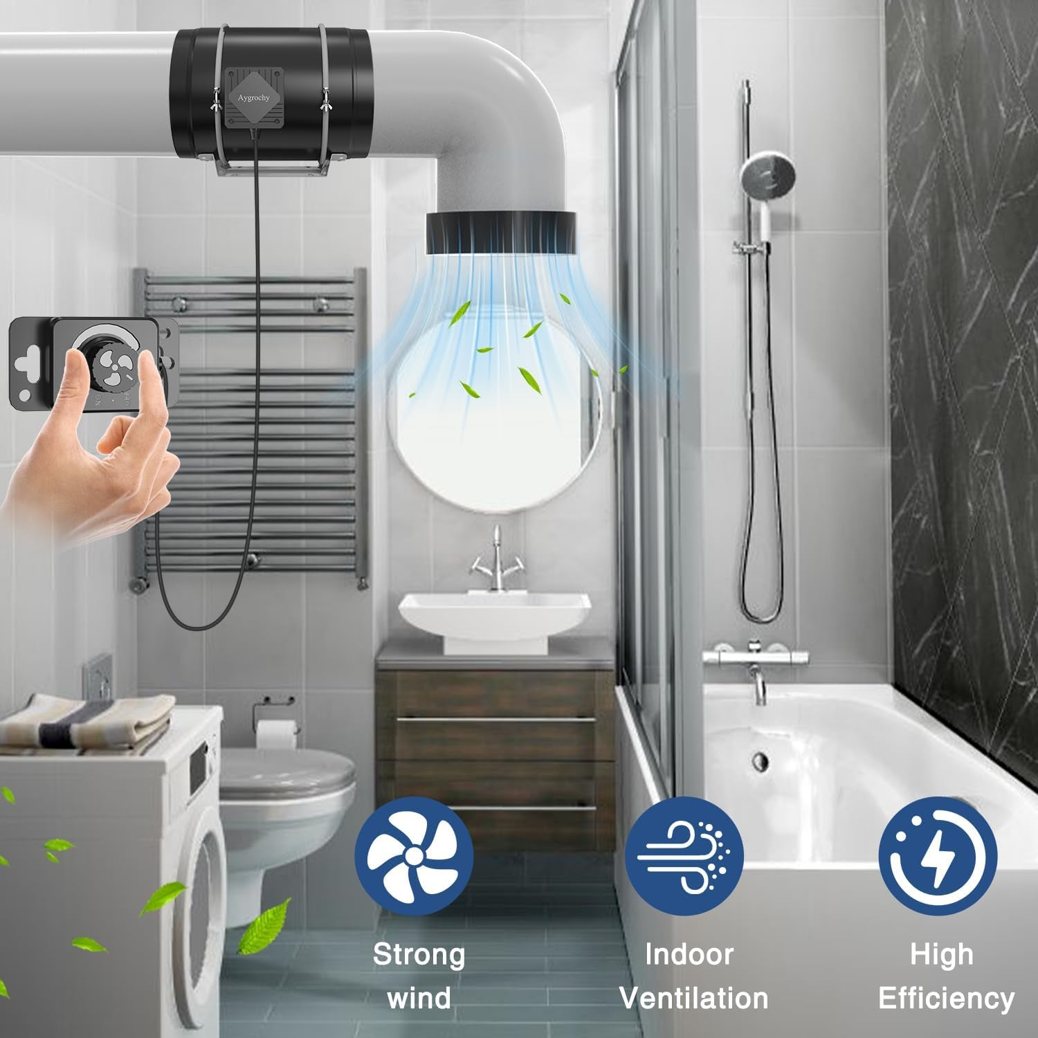 Aygrochy Ventilador de conducto ajustable de 200 mm y 70 W, ventilador de escape con motor EC para calefacción, refrigeración, potenciadores, tiendas de cultivo, hidroponía, hogar, ventilación y soplador de escape.