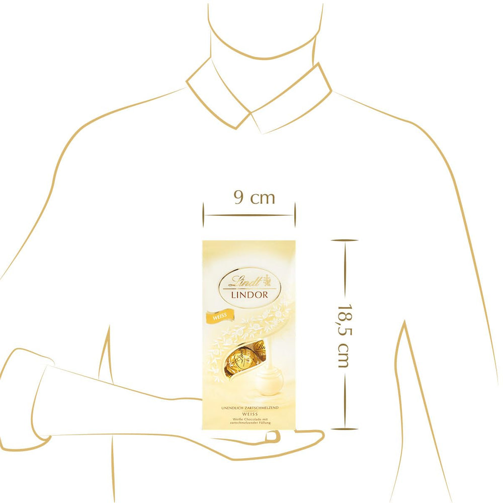 Bolitas de chocolate blanco Lindt LINDOR | Bolsa de 137g | Aprox. 10 bolitas de chocolate blanco con relleno que se deshace en la boca | Set de regalo de chocolate | Set de regalo de chocolate (paquete de 2)