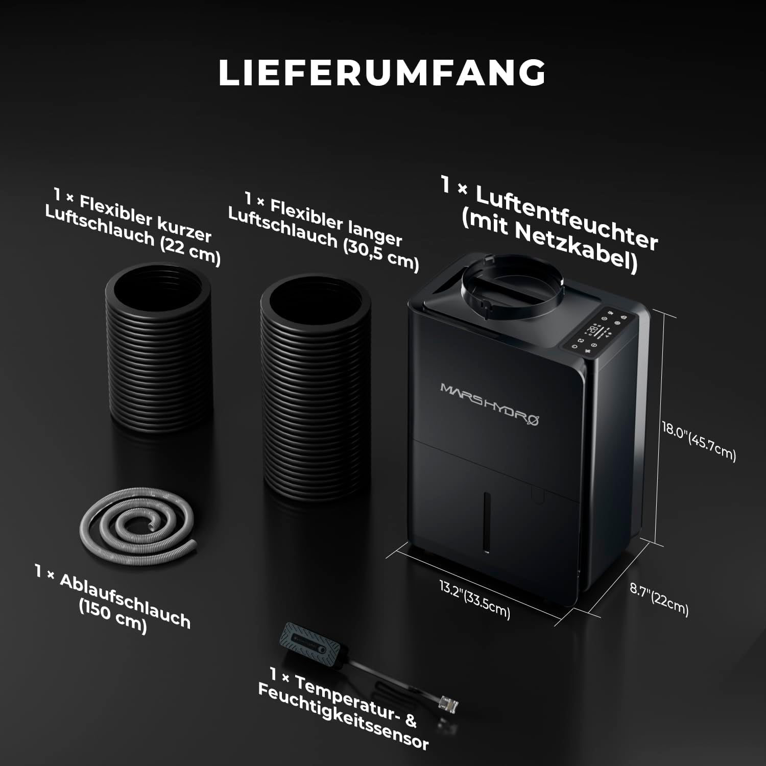 MARS HYDRO Deshumidificador, 12L/día, Descongelación Automática, Función Temporizador, Deshumidificador de Ambiente para Armarios de Cultivo, Sótanos y Plantas, Tanque de Agua de 1,2L