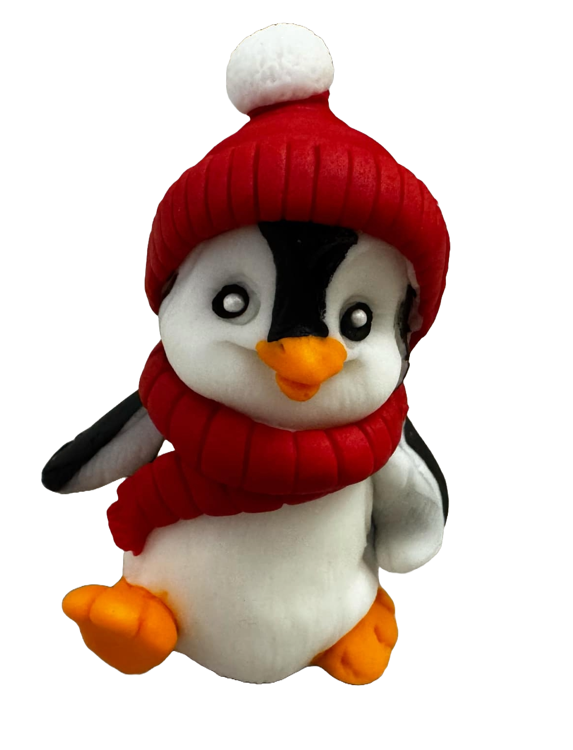 Decoratiune comestibila din zahar, Pinguin de iarna Decoratiuni din Pasta de Zahar Naty Shop