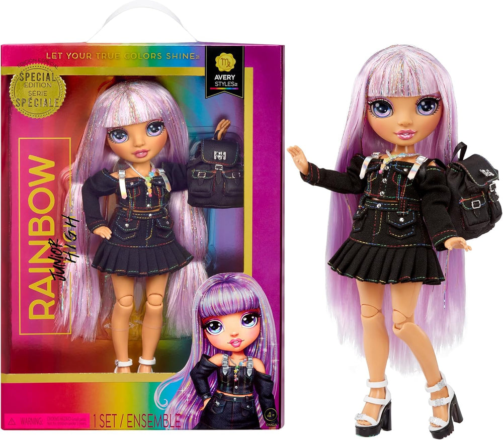 Rainbow High Junior High – KRYSTAL BAILEY – 23cm große Regenbogen-Modepuppe mit Outfit & Accessoires – Inclusive Stoffrucksack zum Öffent und Schließen – Geschenk & Sammlerstück für Kinder ab 6 Jahren