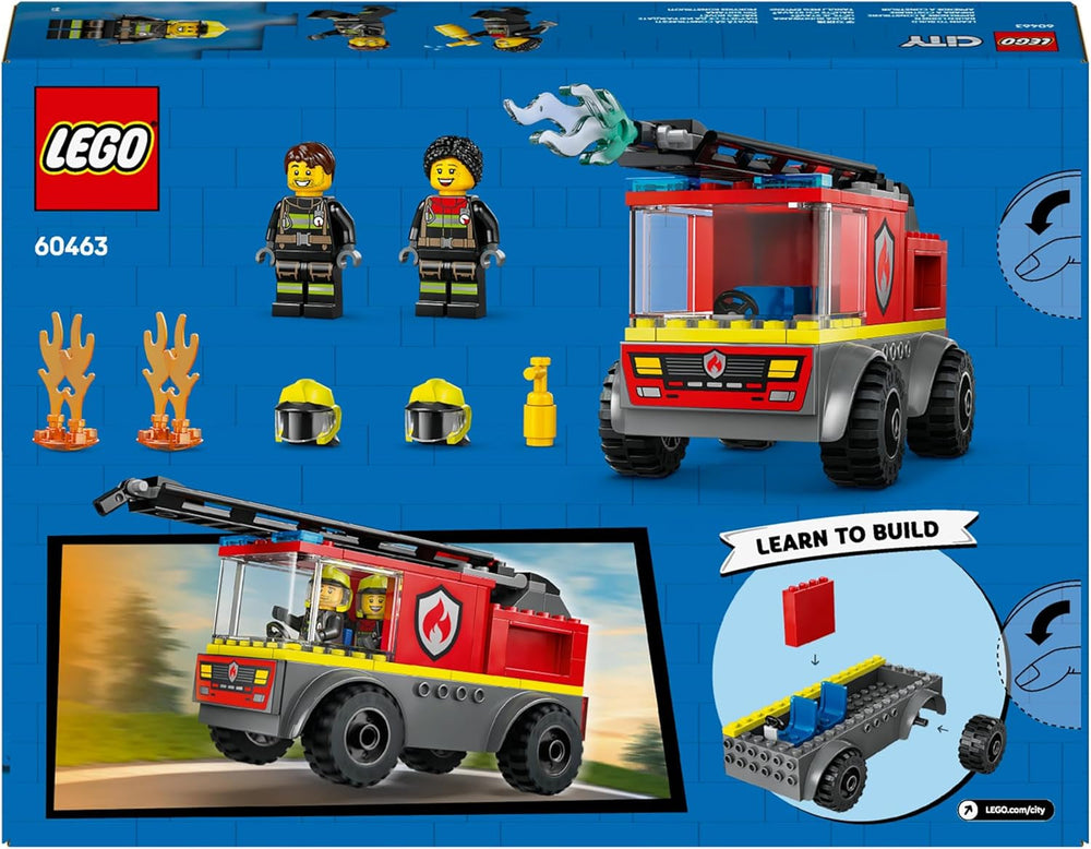 Camion cu scară de incendiu LEGO City - Camion de pompieri jucărie cu 2 minifigurine de pompieri pentru băieți și fete de la 4 ani - jucărie educativă - cadou pentru preșcolari 60463 Seturi de constructie Besuche den LEGO-Store