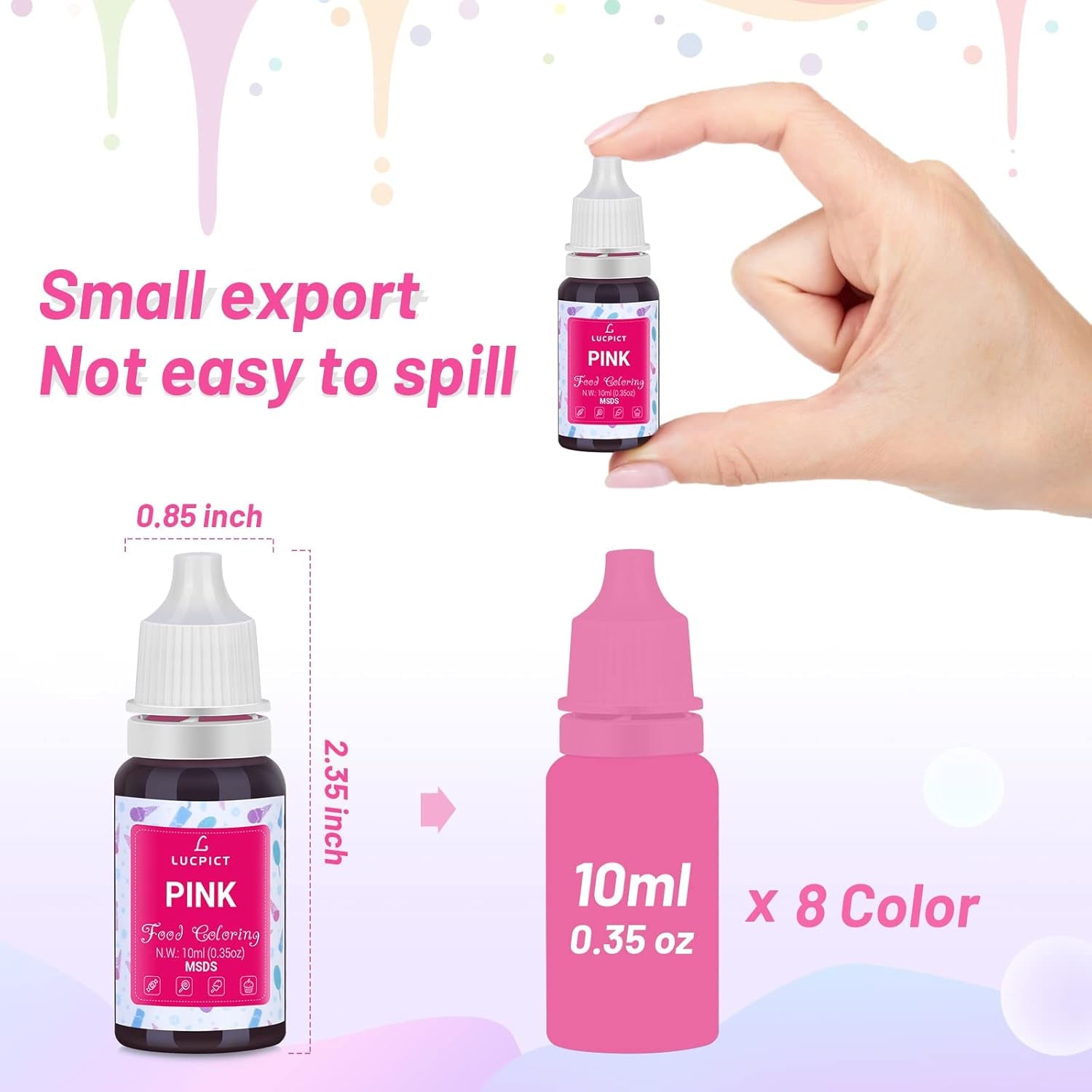 Colorant alimentar 8x10ml – Set de coloranți alimentari lichidi foarte concentrați pentru copt, prăjituri, fursecuri, glazură, macaroane, fondant – Colorant alimentar vibrant pentru săpunuri DIY, slime, meșteșuguri