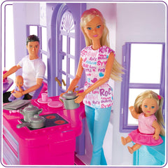 Simba 104661996 - Steffi Love Dreamhouse, Casa de Juegos Grande, 4 Habitaciones, SIN TÍTERES, 84 cm de Alto, Dos Niveles, Campana Funcional, Casas de Muñecas Plegables Naty Shop