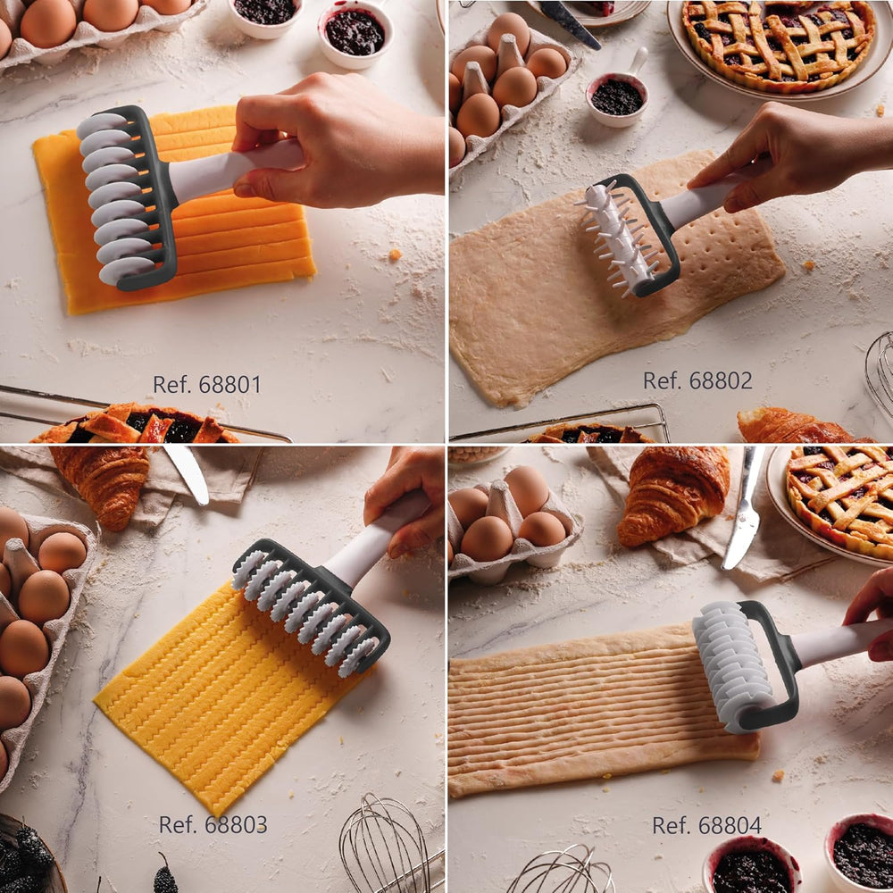 - 68802 - Küchenrollkissen, Tupfwalze, Nudelrolle, Verhindert Blasen im Teig, Ergonomischer Griff, 100% Abnehmbar, Spülmaschinenfest, Polipropileno, Libre de BPA, 12x19,5 cm