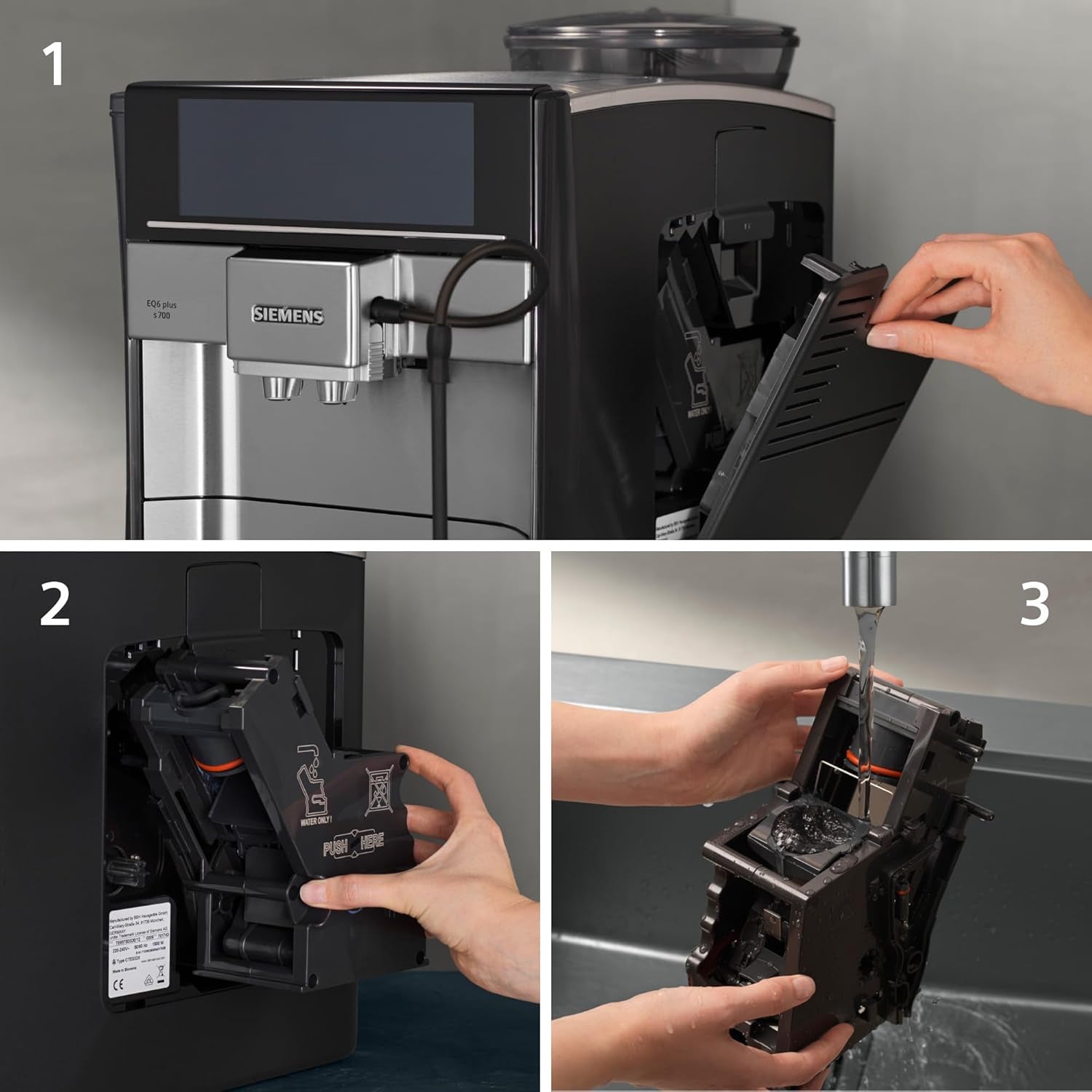 Espressor automat Siemens EQ.6 plus s700 TE657503DE, pentru multe specialități de cafea, spumator de lapte, râșniță ceramică, funcție dublă de cafea, anticalcar, curățare automată cu abur, 1500 W, oțel inoxidabil