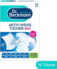Dr. Beckmann Fest Wipes, Active-White, 15 toallitas Detergentes para la ropa Naty Shop