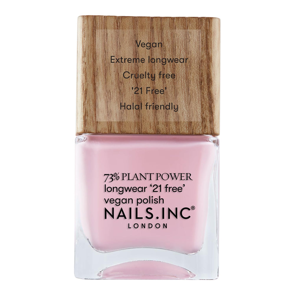 Nails Inc - Esmalte de uñas vegano GLOWING SOMEWHERE Plant Power - 73% a base de plantas, 100% vegano y libre de crueldad - Manicura perfecta, perla brillante - Para decoración de uñas ecológica