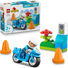 LEGO DUPLO Moto de policía azul - Lernspielzeug zur Förderung der Motorik für Kleinkinder - incl. Motorrad, Polizisten Figur und Verkehrsampel - Geschenk für Jungen und Mädchen ab 2 Jahren - 10471
