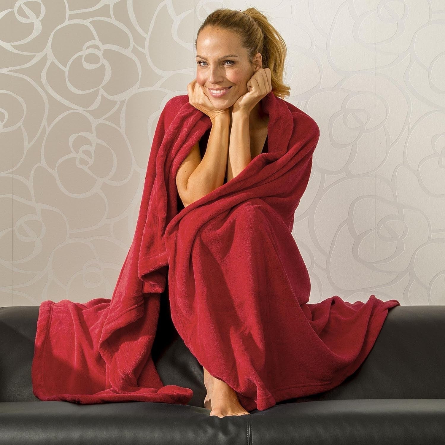 Celinatex manta mullida XXL 220 x 240 cm rojo manta para sofá manta cálida suave microfibra polar Oeko-Tex Montreal Camas y fundas Besuche den CelinaTex-Store