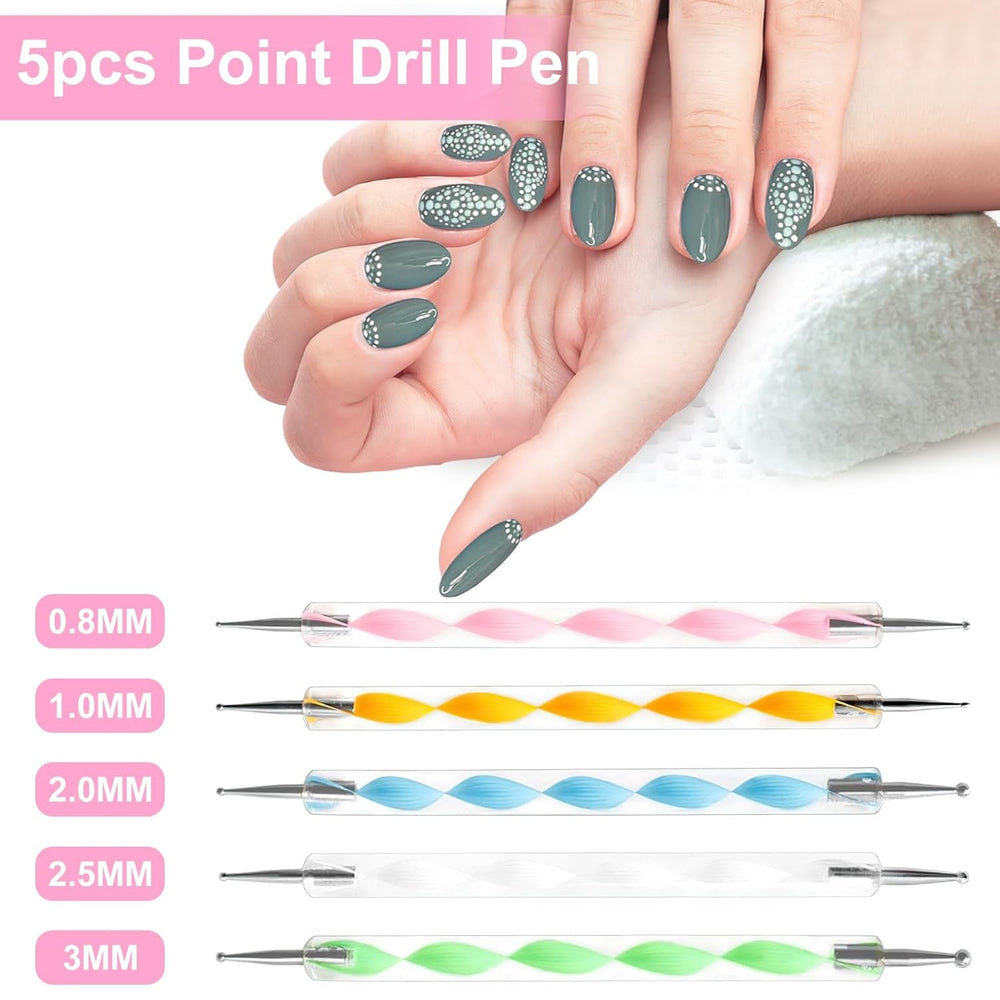 53 Blätter Nagelsticker, Nail Art Pinsel Und Dekorationen Set, 15 PCS Pinsel, 5 PCS Dotted Pens, Strasssteine, Blattgold Für Nagelkunst, Nagel Pailletten, Nagelkunstwerkzeuge Und Dekorationssets
