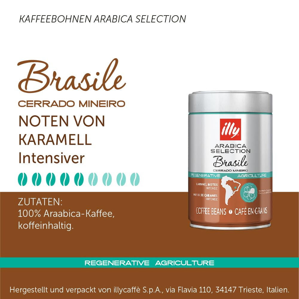 Cafea boabe Illy Arabica Selection Brasile Cerrado Mineiro: 100% din culturi regenerative certificate - cutie 250G Cafea Naty Shop