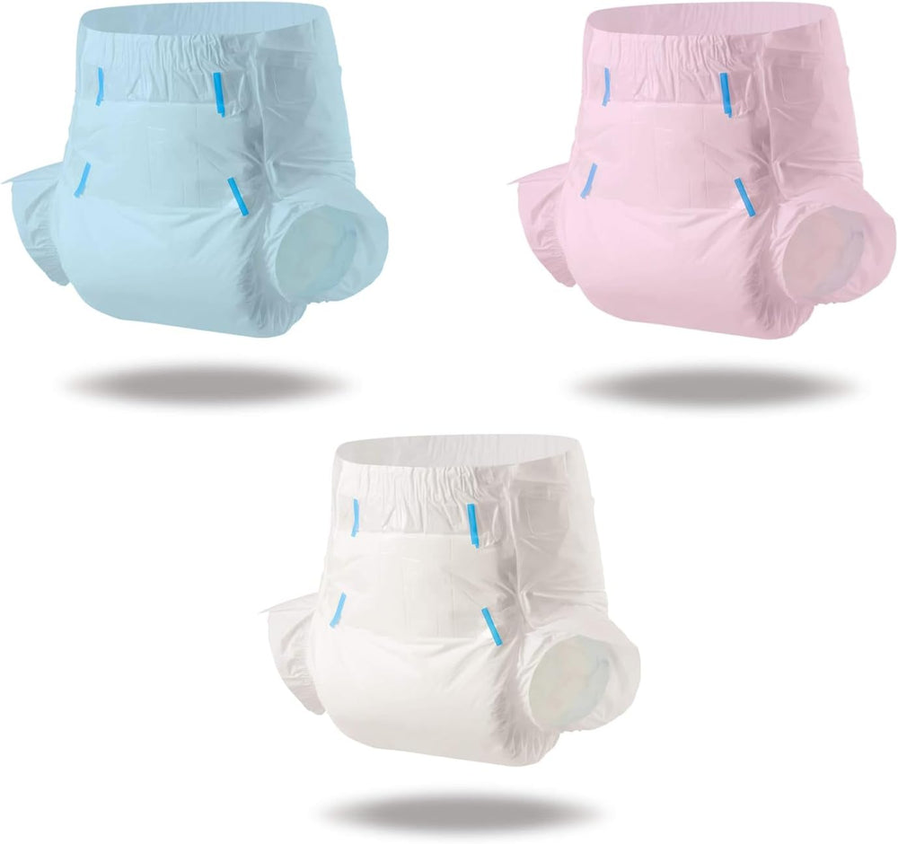 CutiePlusU Pañales para adultos, superficie seca, máxima absorbencia durante la noche, pañal desechable para incontinencia, azul, paquete de 2 (mediano 71-96 cm)