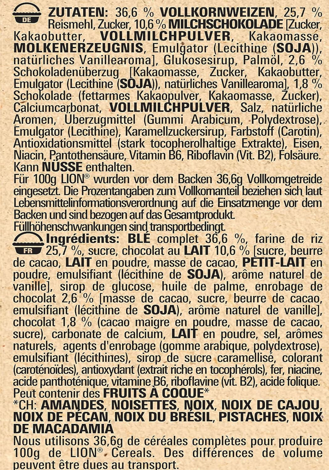 Cereal de desayuno churro triple crujiente con chocolate con leche y caramelo salado, contenido integral 36%, paquete de 8 (8x300g)