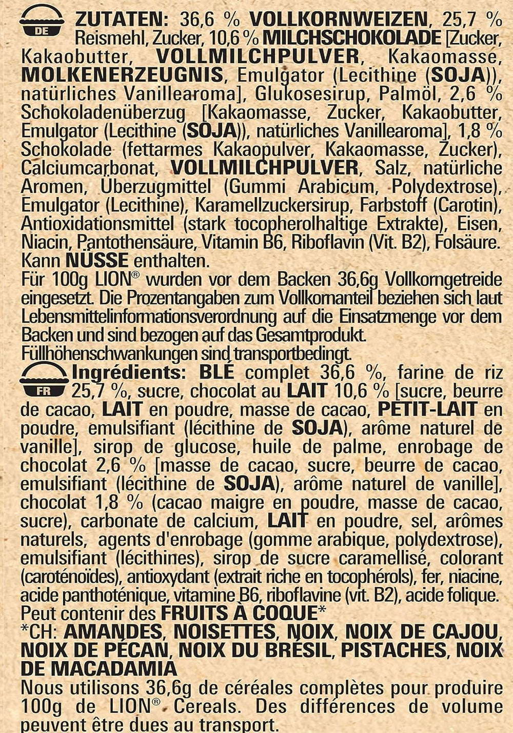 Cereal de desayuno churro triple crujiente con chocolate con leche y caramelo salado, contenido integral 36%, paquete de 8 (8x300g)