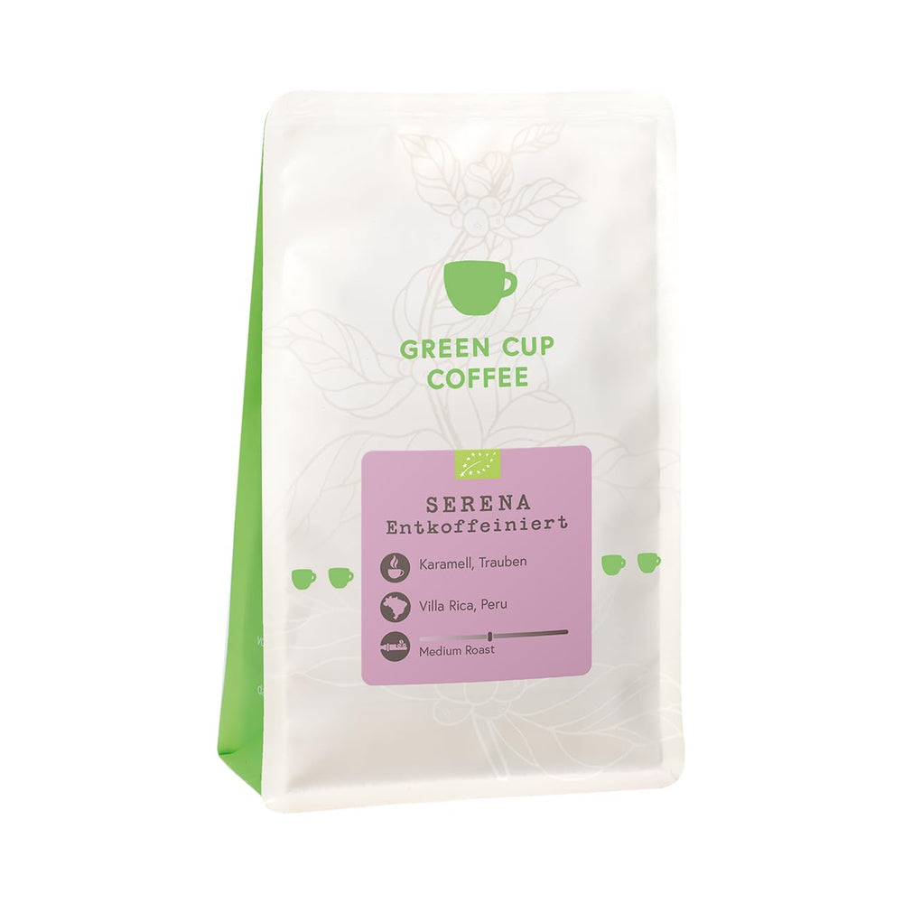 Coffee - Serena I 100% Arabica - entkoffeiniert I Kaffeebohnen 250g I Moka Kanne, Siebträger, Vollautomat, Brühkaffee & French Press mit schokoladig, nussig, süßen Aromen I mittlere Röstung