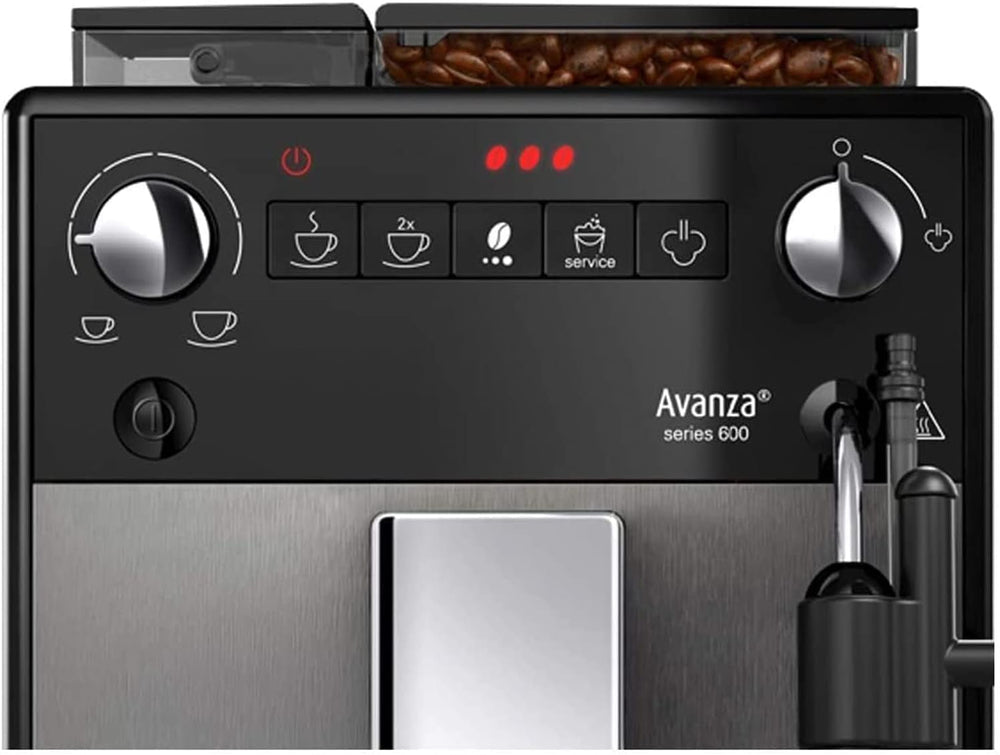 Melitta Avanza - Espressor complet automat cu sistem de lapte, espressor cu râșniță și rezervor de apă extra mare (1,5 l) pentru, de exemplu, cappuccino sau espresso, mystic titan