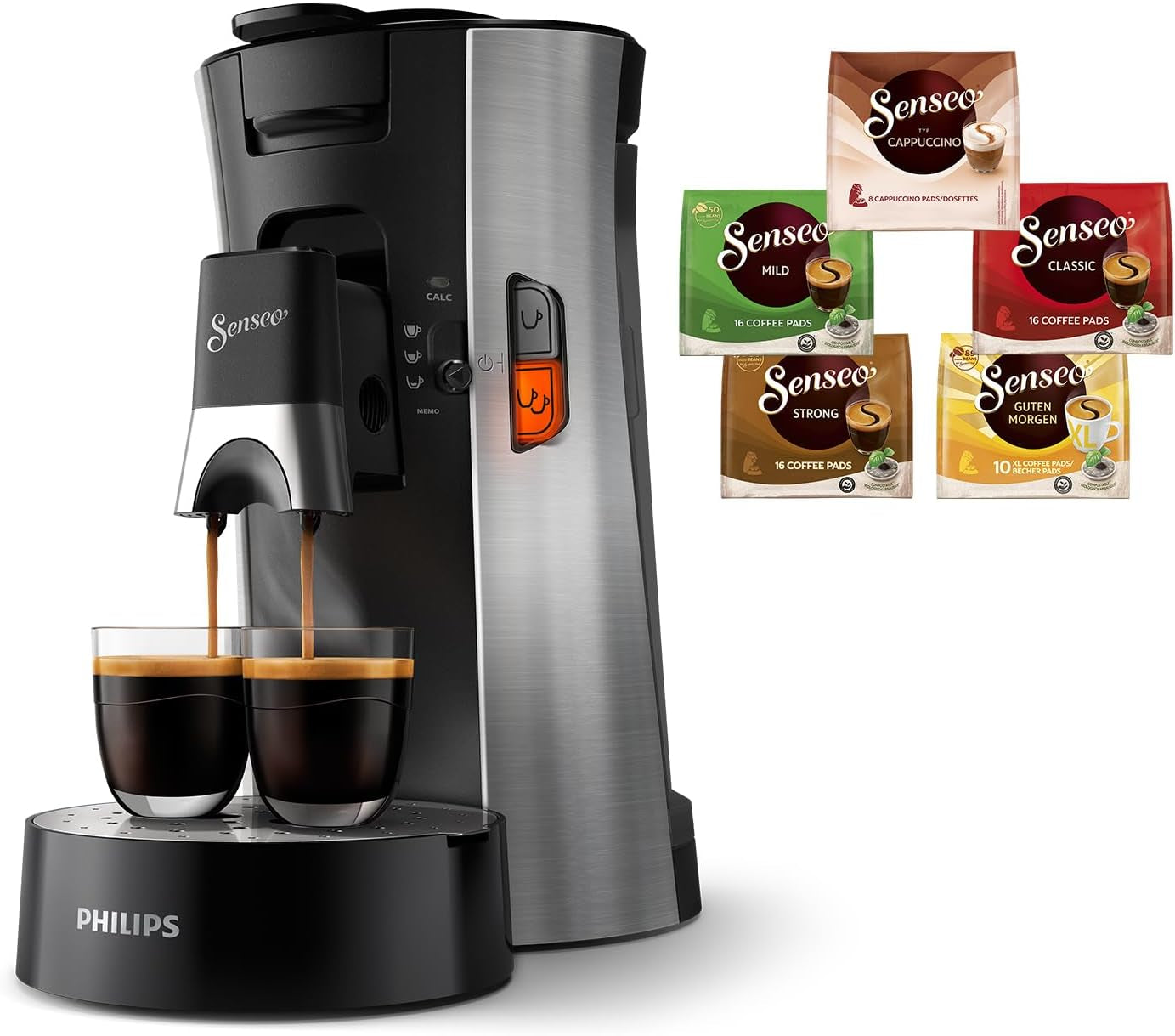 Espressor cu capsule Philips Senseo Select ECO, negru/pătat - alegere a intensității cafelei plus funcție de memorare, fabricat din plastic reciclat (CSA240/20)