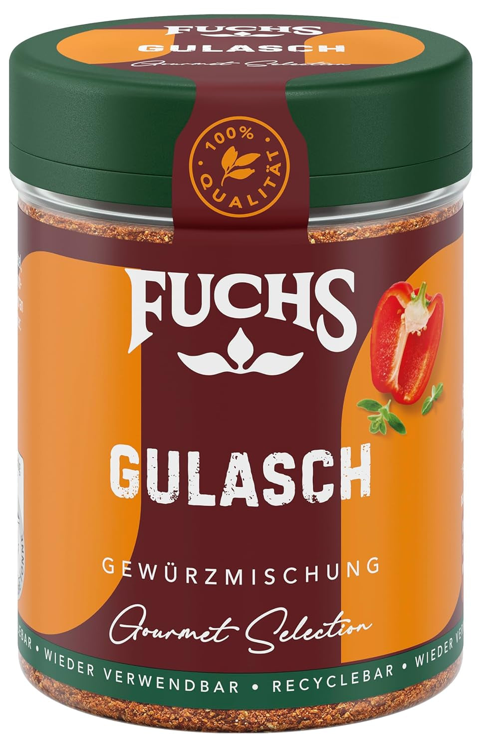 Fuchs Gourmet Selection Klassisch/Heimisch – Bratkartoffel Gewürzsalz, nachfüllbares Kartoffel Gewürz, Salz zum Würzen von Brat- & Ofenkartoffeln, Pommes Frites & Co, vegano, 70 g