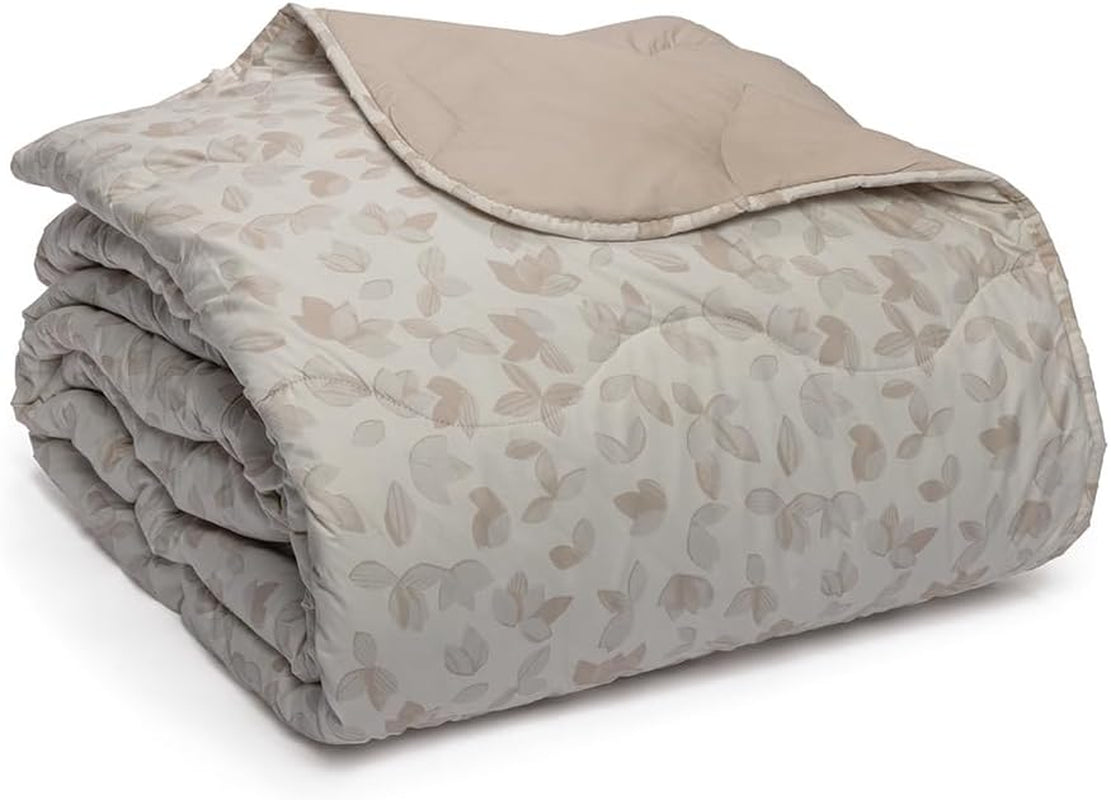 Mesita de noche Foppapedretti y edredón natural para cama doble 2P; hojas de arena, funda 100% algodón, Made in Italy Edredones y colchas Naty Shop Arena con hojas 160 X 190 Cm