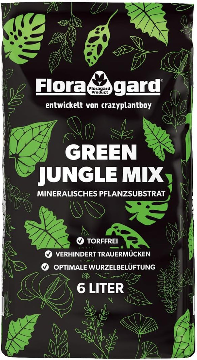 Floragard Green Jungle Mix 6 L - sustrato mineral para plantar Monstera, Philodendron - asegura un drenaje óptimo y un crecimiento saludable de las raíces - ideal para plantas de interior exigentes