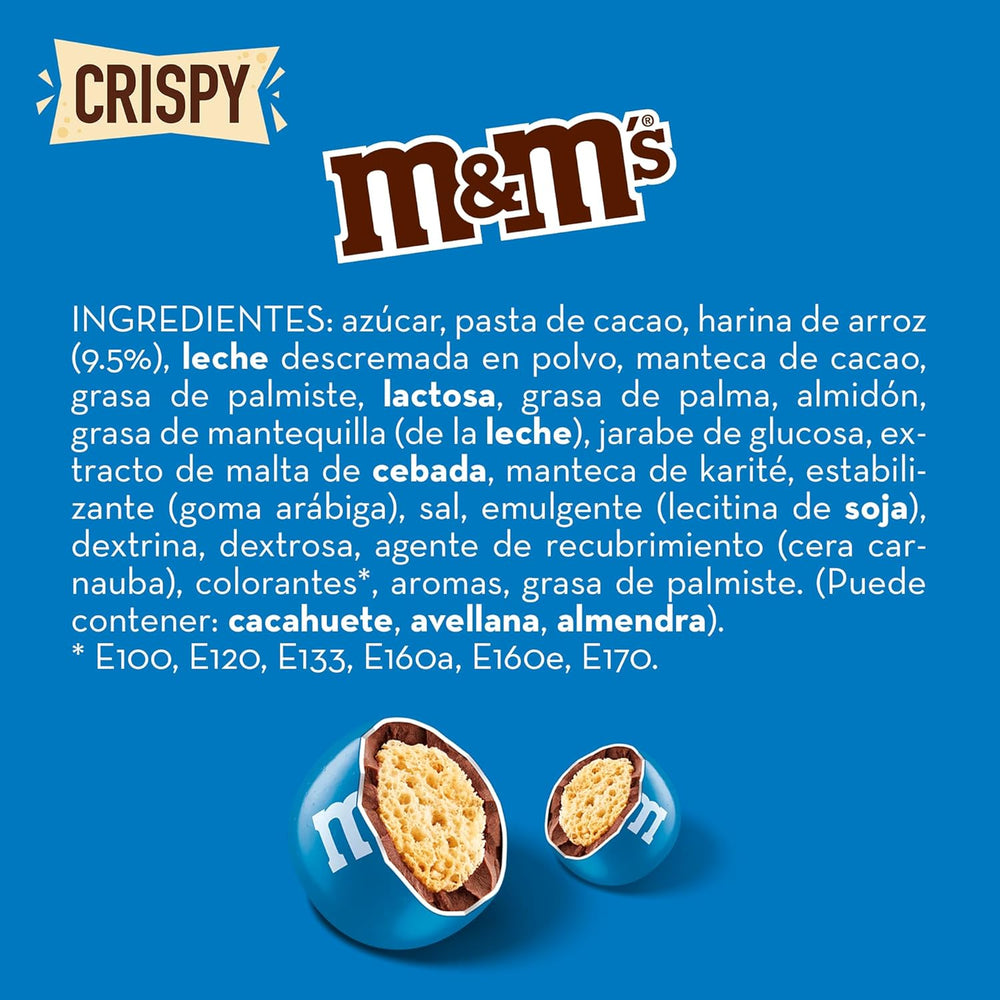 M&M'S Crispy, lentejas crujientes de chocolate y centro crujiente, chocolate, 1 paquete (1 x 340 g) (paquete de 2)