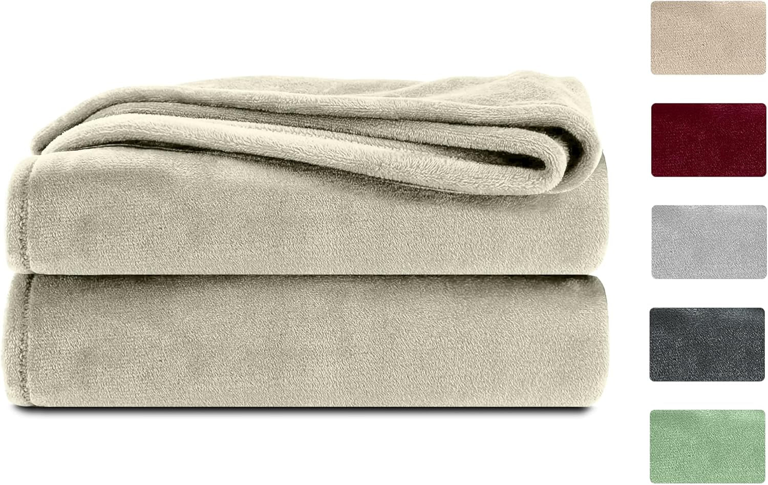 Komfortec manta mullida, cómoda manta, manta polar, certificado Oeko-Tex, súper suave, 150X200 cm, 260 g/m², beige Camas y mantas Besuche den Komfortec-Store Crudo 220 x 240 cm
