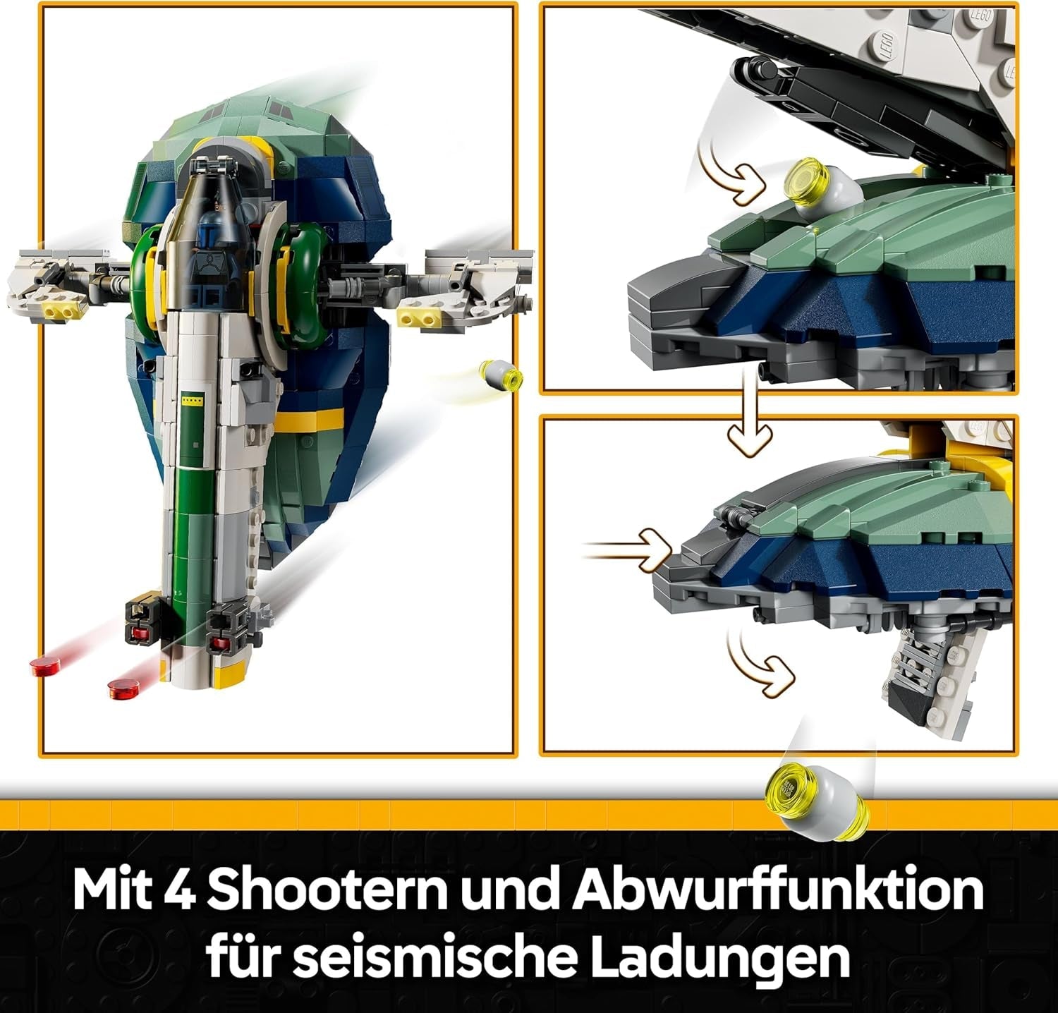 LEGO Star Wars: Angriff der Klonkrieger Jango Fetts Sternenschiff - Spielzeug für Jungen und Mädchen ab 9 Jahren - Kopfgeldjäger Minifiguren - Kreative DIY Deko - Geschenkidee für Kinder - 75433