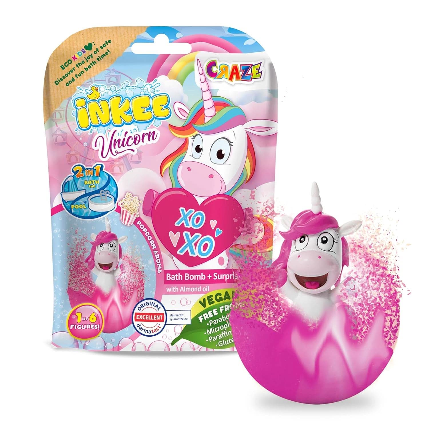 UNICORNIO TINTA | Bomba de baño para niños con sorpresa, 100 G, unicornio, aroma a palomitas Mother and Child Naty Shop 1X Unicornio