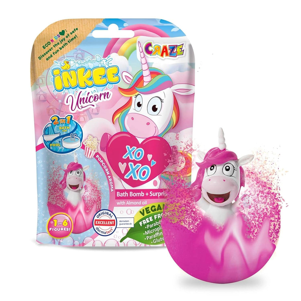 UNICORNIO TINTA | Bomba de baño para niños con sorpresa, 100 G, unicornio, aroma a palomitas Mother and Child Naty Shop 1X Unicornio