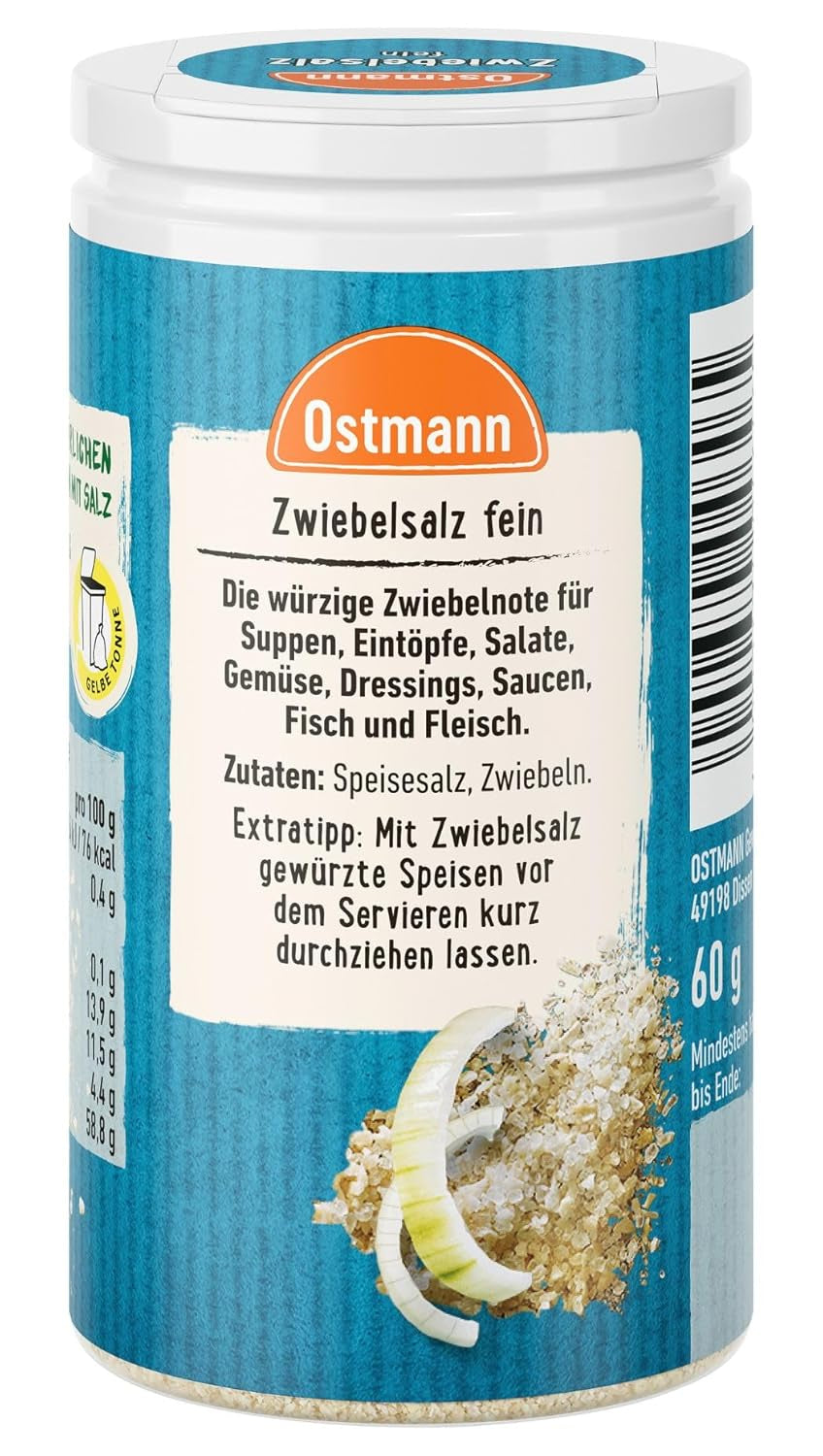 Ostmann Gewürze - Zwiebelsalz | Embalaje completo y reciclable | 60 g en Der Streudose